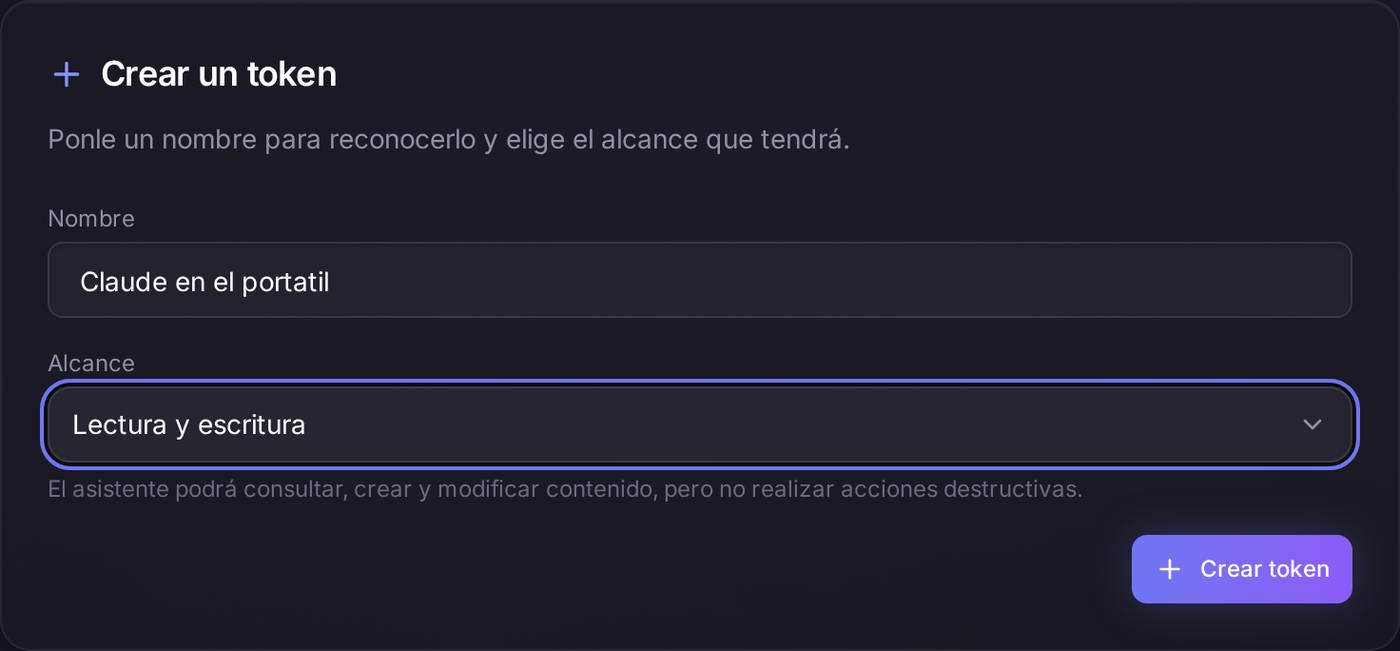 El formulario relleno. Debajo del alcance sale siempre una frase que explica en qué se traduce lo que has elegido.