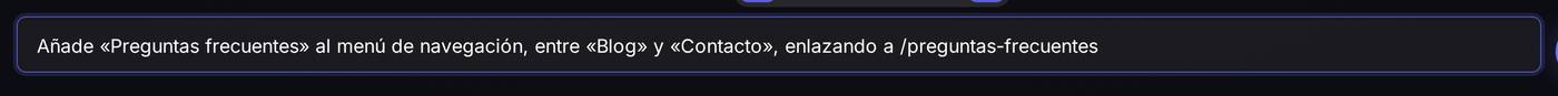 El cuadro de chat del editor con una petición escrita y sin enviar todavía: «Añade 