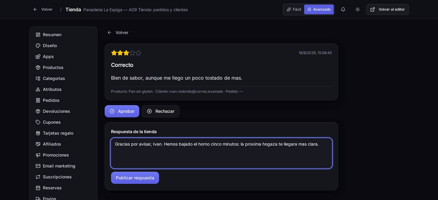 Respondiendo a una opinión antes de publicarla.